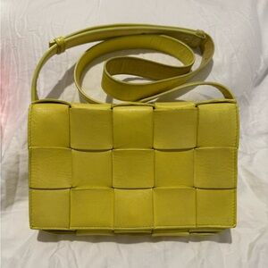 Bottega Veneta Yellow Woven Leather Crossbody Bag